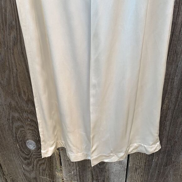 ZARA Pants Womens Sz Medium Ivory Lingerie Satin Cream High Rise Elastic Waist - Picture 5 of 13
